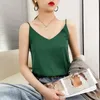 Blusas femininas cor de cor sólida nas primavera e outono sling sling fino finas suspensórios de seda cetim coletes de verão tops women sexy sexy