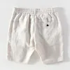 Shorts pour hommes 100% lin Shorts d'été pour hommes décontracté solide gris mode Boardshorts mâle classique cordon Shorts vêtements 230506