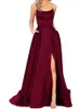 Robes décontractées Robe de demoiselle d'honneur de couleur unie femmes sexy spaghetti sangle dos nu longues robes élégantes split bal fête de mariage robes de soirée Z0506