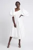 Casual klänningar kvinnor tung vävd lykta ärm oregelbunden vit lös klänning