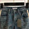 Moda impressão jeans feminino shorts jeans clássico designer azul calças curtas streetwear