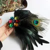 Броши роскошные костюмы платье ювелирные аксессуары перо corsage хрустальная брошь штифт плеч