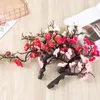 Flores decorativas Simulación Ramas de flores de ciruelo Flor falsa de seda para la decoración del hogar Arreglos en macetas artificiales