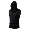 Men's T Shirts Men Clothing Mens Causal Basic Hooded Tank Top Sleeveless Vest Sweatshirt Fitness Workout Sportswear Tops Male