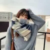 Scarves Plaid Scarf Shawl For Women Korean Warm Material Decorated Gifts 2023 Spring Autumn Winter Designer All-Match Casual