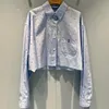 23SS TEES Luxury Blus Shirts Designer Casual Shirt Mius broderade bokstäver Långärmar Hot Diamond Polo Collar Cotton Blue T-shirt Kortärmade tshirts