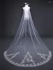 Veli da sposa NZUK Bianco Avorio Lungo Bordo intero Paillettes Velo da sposa in pizzo Uno strato Tulle Accessori Veu De Noiva