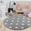 Baby Playmats Grey Modern Living Round Bedroom Fluffy Room Rugs Mjuk sängmatta matta för barn Plush Rug Mats