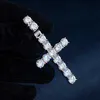 Hailer joyas 5mm white gemstone hip hop 925 sterling silver blue moissanite cross pendant for necklace