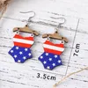 Boucles d'oreilles pendantes PATRIOTIC Fourth Of July Bikini En Bois Rouge Blanc Bleu Étoile Pour Femme Drapeau Américain Acier Accessori