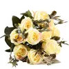 Dekorativa blommor konstgjorda rosilke med stam 6st Öppna realistiska blommor Bukett Flexibel dekoration för DIY Fall Wedding Centerpieces