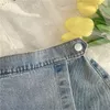 Юбки летние маленькие девочки джинсы тонкие шорты чистого цвета корейский стиль малыш дети повседневные 230505