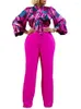 Etniska kläder 2 -stycken Set Elegant Women Africa Autumn Casual Printing Long Sleeve Shirt Wide Leg Pants Suits Party Lady Matching Set