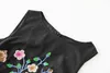 2023 Yaz Siyah / Bej Çiçek Nakış Tül Elbise Kolsuz Yuvarlak Boyun Panelli Uzun Maxi Günlük Elbiseler D3W031909