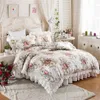 Yatak takımları lüks rahat çiçek bahçe baskısı yatak set nevres kapağı% 100 saf pamuk nevresim prenses yatak yatak evi 230506