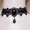 Colar Gothic Lace Colar para mulheres Fashion Retro Clavicle Chain Halloween Collar Steampunk Jóias Presentes de Garota