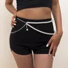 Cintos Sexy Geométrica Pérola Correia da cintura para mulheres Minchas de dupla camada Chain Belt Streetwear Summer Moda Jóias 230506