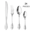 Dinnerware Sets Mirror Gold Cutlery Set Stainless Steel Flatware Fork Knife Spoon Wedding Silverware Drop