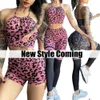 Tute da donna 2023 1/2 pezzi Leopard Women Reggiseno sportivo Yoga Set allenamento Push Up Pant Pantaloncini da palestra Fitness Scrunch Leggings Tute Gym Active Wear P230506