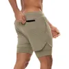 Heren shorts dubbele laag jogger shorts heren 2 in 1 korte broek sportscholen