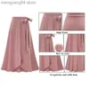 Kjolar m-6xl kvinnor maxi kjol rosa ruffle hög midja bowtie slits lång kjol vår sommarkontor avslappnad elegant solid kjol plus storlek t230506