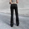 Jeans feminino Black Long Y2K Roupas moda moda impressa as calças vintage jogadoras women streetwear calça de jeans reta de cintura alta