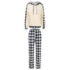 Women's Hoodies 2 Pieces Suit Set Female Plaid Long Sleeve Hooded Pullover Pants For Spring Fall Black/Red S/M/L/XL