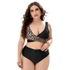 Bikini fendu rassemblement poitrine croix deux Kages couleur grande taille gros maillot de bain pour femme