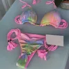 Traje de baño de mujer (24 colores) Bikini estampado sexy 2023 Traje de baño de mujer trenzado Correa Split Micro Bikinis Traje de baño brasileño Trajes de baño de mujer J230506