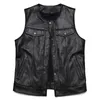 Mäns västar klassisk äkta lädervästman 100 Cowhide Motorcykelklubb ärmlös jacka Slim Biker Waistcoat 230506