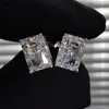 Brincho de pântano quadrado 4ct aaaaa zircão de zircão prateado jóias brincos de casamento para mulheres presentes de noiva