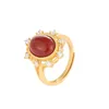 Anelli a grappolo JZ130 ZFSILVER Argento S925 Fashion Trendy South Red Agate Gold Diamond-set Cloud Oval For Women Wedding Party Jewelry Girl