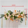 Decoratieve bloemen Kransen 50/100 cm DIY Wedding Bloemwandarrangement Leveringen Silk Rose Hydrangea Artificial Row Decor Iron Arc DHHV1