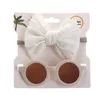 Bowknot Nylon Headband Sunglasset Set for Children Summer Accessories Headwear Baby Girls Cute Stirpe Bow Turban Glasses Suit