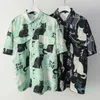 Casual skjortor sommar högkvalitativ herr hawaiisk skjorta 3d djur svart katt tryckt kort lapel