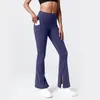 Pantalon actif Fitness femmes fendu fermeture éclair danse taille haute Yoga évasé jambières d'exercices vêtements de sport gymnastique course entraînement pantalon serré