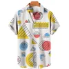 Camisas casuais masculinas Pintura a óleo de graffiti 3D Camisa impressa masculina de rua da moda Hawaiian Men Men Beach Casual Lappel Plus Tamanho 230506