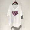 Damen-T-Shirt in Übergröße, DAYIFUN, lockeres T-Shirt mit Unneck Love-Aufdruck, kurzärmelige T-Shirts für den Sommer 2023, koreanische mittellange T-Shirts 230506