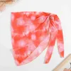 Skirts Women Beach Bikini Cover Up Tie-dye Colorful Pareo Chiffon Wrap Skirt Sarong Scarf Beachwear Bathing Suit Beachwear Swimsuits T230506