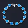 Bracelets à maillons Gracieux Ocean Blue Water Tear Drop Shaped Mystic Opal Bracelet Stone