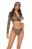 Traje de baño para mujer Conjunto de 3 piezas Bikini Traje de baño Traje de baño Push Up Traje de baño Manga larga Ropa de playa Leopardo brasileño Patrón de cebra Bikini J230506