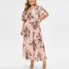 Plus size Dresses Plus Size Dresses XL-5XL Women Floral Chiffon Flower Dress Bohemian Style Beach Summer Urban Gypsy Fashion Dresses Ropa Mujer 230506