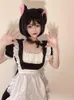 Temadräkt kvinnor härlig piga cosplay lolita långa klänningar svart anime show fest japansk outfit klänning kawaii kläder