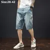 Heren shorts denim shorts zomer mannen casual losse plus maat 42 40 38 knie lengte fit boy tiener jeans mannelijk uitgerekt grote halve broeken 230506