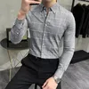 Herren Freizeithemden 2023 Herren Herbst Business Langarm Kariertes Hemd Formelle Kleidung Einfache Slim Fit Allgleiches Top 3XL