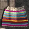 Skirts Colorful Crochet Skirt Women Summer Beach Bikini Swim Bathing Suit Cover Up Beachwear T230506