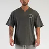 Hommes t-shirts hommes mode tendance sport Fitness décontracté Simple musculation T-Shirt solide ample à manches courtes hauts surdimensionnés