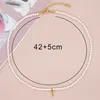 Chains Boho Choker Necklaces Gold Plated Cross Chain Stainless Steel Jewelry Gift For Women Teen Girl Imitation Pearl Pendant Necklace