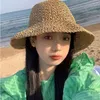 Wide Brim Hats Foldable Travel Lace Ribbon Bowknot British Style Sunscreen Flat Hat Handmade Top Straw Sun Weave Cap