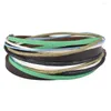 Bracelets porte-bonheur Kirykle Bracelet en cuir véritable pour femmes hommes corde multicouche tissage à la main manchette réglable Wrap multicolore Couple bijoux